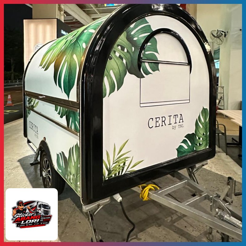 Food cart Cerita branding hijau tropical leaves