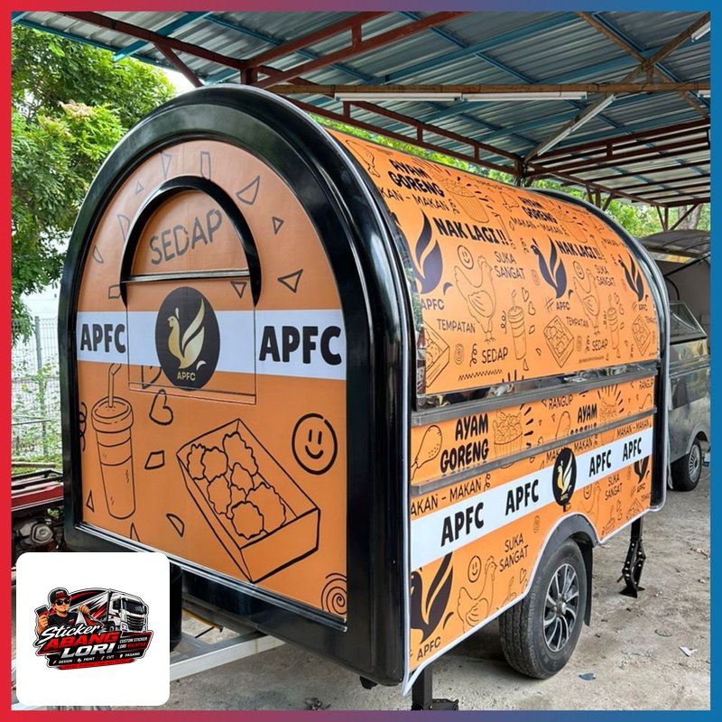 Food cart APFC orange branding sticker lori